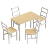 HOMCOM Set Masă pentru Sufragerie cu 4 Scaune, Masă Dreptunghiulară 108 cm, Scaune cu Spătar cu Șipci, Stejar și Alb | Aosom Romania