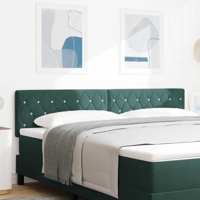 vidaXL Tăblie LED cu lumini cu bandă LED Verde &icirc;nchis 90 cm Catifea 3338074