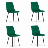 Set 4 scaune bucatarie/living, Artool, Lava, catifea, metal, verde si negru, 43x51x90 cm, Leobert