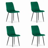 Cumpara ieftin Set 4 scaune bucatarie/living, Artool, Lava, catifea, metal, verde si negru, 43x51x90 cm