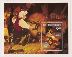 Turks &amp;amp; Caicos 1980 Pinocchio, Cartoon, Disney, perf.sheet, MNH AD.005 foto