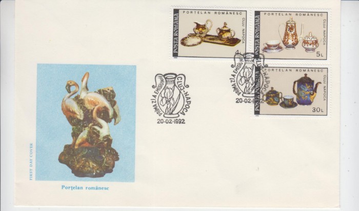 C12 - FDC Romania - Portelan romanesc - LP1277 - 1992