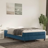 vidaXL Pat box spring cu saltea, albastru &icirc;nchis, 120x200 cm, catifea 3144325