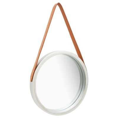 vidaXL Oglindă de perete cu o curea, 40 cm, argintiu 320362 foto