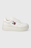 Tommy Jeans sneakers TJW RETRO BASKET FLATFORM ESS culoarea alb, EN0EN02506