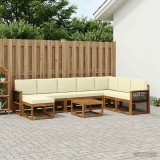 Cumpara ieftin Set de canapele de exterior 9 buc. 8-Locuri Natural si Crem