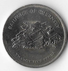 Moneda 25 pence 1977 - Guernsey foto