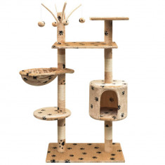 Ansamblu pisici, funie de sisal, 125 cm, imprimeu labute, bej GartenMobel Dekor