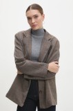 Answear Lab sacou culoarea maro, un singur rand de nasturi, modelator