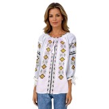 Bluza dama tip ie R256 alb/portocaliu , marimea L