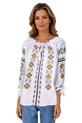 Bluza dama tip ie R256 alb/portocaliu , marimea 2XL foto