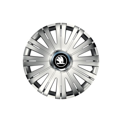 Set 4 Capace Roti Autohelix MSA&amp;reg; potrivite jantelor de 15 inch, pentru Skoda Nou Alb-Negru, model Active Crom foto