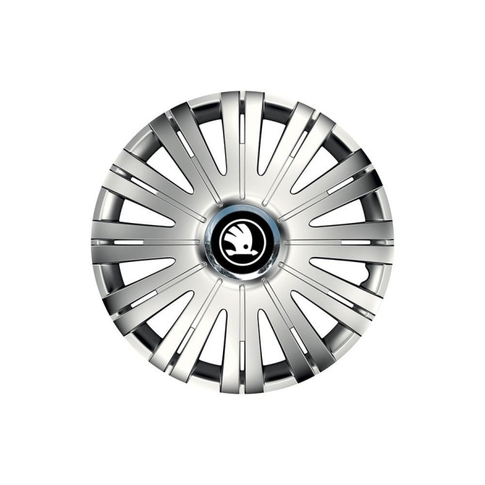 Set 4 Capace Roti Autohelix MSA&reg; potrivite jantelor de 15 inch, pentru Skoda Nou Alb-Negru, model Active Crom