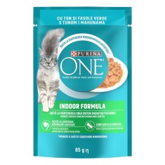 Hrana umeda pentru pisici, Purina One Indoor, adult, ton in sos, 85g, pisici de apartament