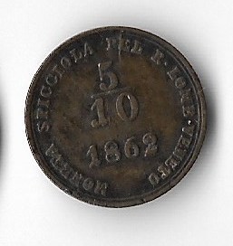 Moneda 5/10 soldo 1862 - Lombardia foto