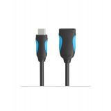 Cablu de date USB 2.0 Female la USB de tip C - Negru-Lungime 10 centimetri