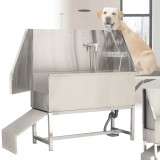 Cadă profesională de toaletaj canin și veterinară, cu ușă și rampă