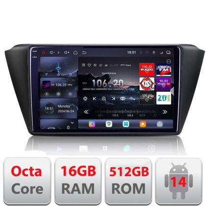 Navigatie Skoda Fabia 2015- Edotec Kit-541 8 core QLED 2K 16+512 360 Android Waze USB Navigatie Internet Youtube Radio CarStore Technology