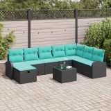 Cumpara ieftin Set de canapele pentru gradina 9 buc. Negru poliratan