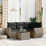 vidaXL Set canapea de grădină cu perne, 5 piese, gri, poliratan 3253657