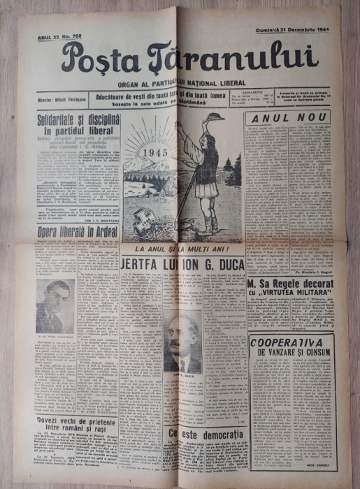 Ziar Poșta Tăranului 31 decembrie 1944 / Revelion