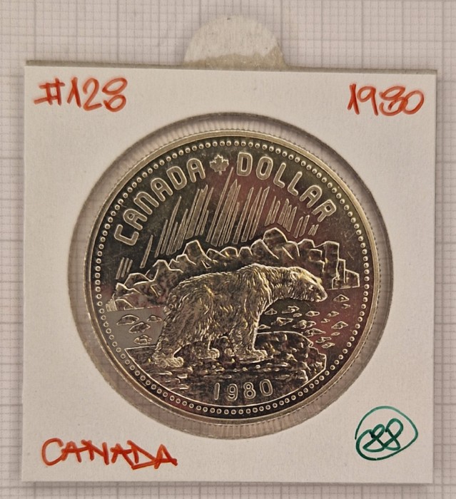 Canada 1 Dollar1980,Argint,comemorativa,KM#128,Arctic Territories,Elizabeth II