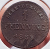 2472 Germania Bavaria 1 pfennig 1869 Maximilian II km 856, Europa