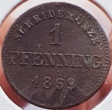 2472 Germania Bavaria 1 pfennig 1869 Maximilian II km 856