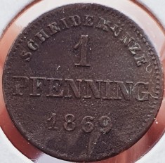 2472 Germania Bavaria 1 pfennig 1869 Maximilian II km 856