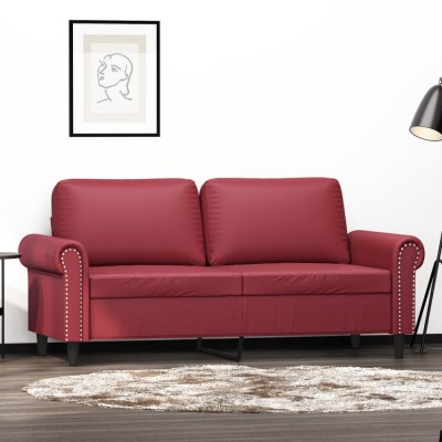 vidaXL Canapea cu 2 locuri, roșu vin, 140 cm, piele ecologică 359507 foto
