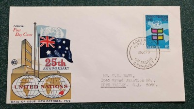 Australia 1970 - 25 de ani ONU, FDC circulata foto