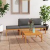 VidaXL Set mobilier grădină cu perne gri, 4 piese, lemn masiv de tec