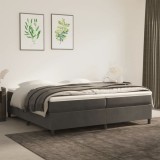 vidaXL Pat box spring cu saltea, gri &icirc;nchis, 200x200 cm, catifea