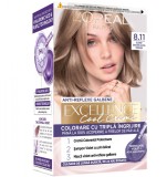 Vopsea de par permanenta Excellence Cool Creme 8.11 Blond Deschis Ultra-Cenusiu, 192ml, L&#039;Oreal Paris