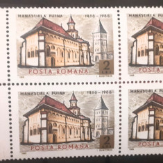 Romania 1966 LP 638 500 ani de la zidirea Mânastirii Putna bloc de 4 timbre mnh