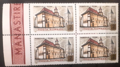 Romania 1966 LP 638 500 ani de la zidirea M&amp;acirc;nastirii Putna bloc de 4 timbre mnh foto