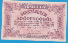 (6) BANCNOTA UNGARIA - 100.000 ADOPENGO 1946 (28 MAI 1946) foto