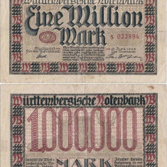 1923 (15 VI), 1.000.000 mark (P-S986) - Germane (Banca Centrala Württemberg)!