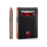 Portofel din piele pentru barbati, slim, cu protectie antiscanare carduri, negru/maro, BUSY Ldy&amp;Gtm