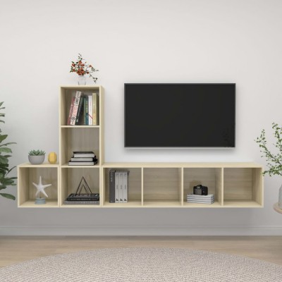 vidaXL Set dulap TV, 3 piese, stejar Sonoma, PAL foto