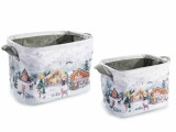 Cumpara ieftin Set 2 cosuri Craciun textil multicolor 30 x 21 x 22 H, 23 x 16 x 18 H