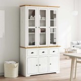 VidaXL Dulap &icirc;nalt &quot;BODO&quot; alb &amp; maro 115,5x43x200,5 cm lemn masiv pin 3206452