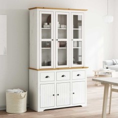 vidaXL Dulap &icirc;nalt &quot;BODO&quot; alb &amp; maro 115,5x43x200,5 cm lemn masiv pin 3206452