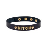 Zgarda / Colier Choker Gold Word BITCH, Negru + Auriu