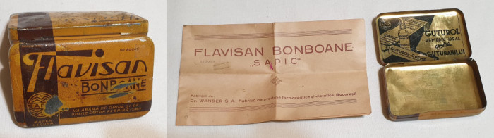 FLAVISAN - Bonboane - Cutie din tabla litografiata - SAPIC - S.A. anii 1930 RARA