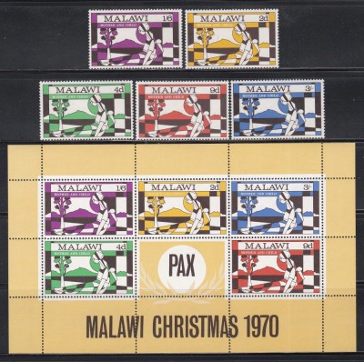 Malawi 1970 - Crăciun - Pace, Serie + Bloc, MNH foto