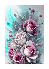 Sticker decorativ, Trandafiri, Albastru, 85 cm, 6528ST foto