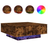 Cumpara ieftin Masuta de cafea cu lumini LED, stejar fumuriu, 80x80x31 cm