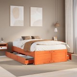 VidaXL Cadru pat fără saltea/cu sertare maro 120x200 cm lemn masiv pin