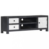 vidaXL Comodă TV sculptată de m&acirc;nă gri 120x30x40 cm, lemn masiv mango